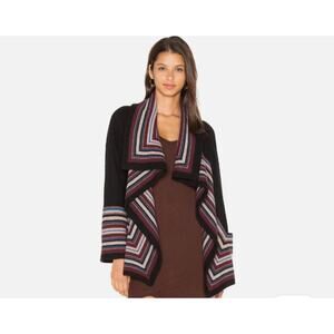 Joie Dagna 100% Wool Kimono Jacket Women's M Open Front Pockets Black Multi $448